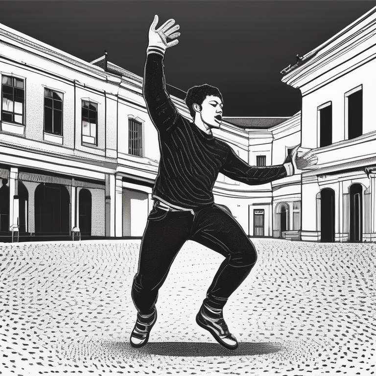 a street performer in animated pose