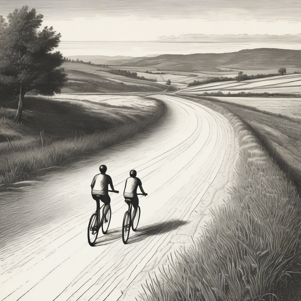 cyclists on path through countryside
