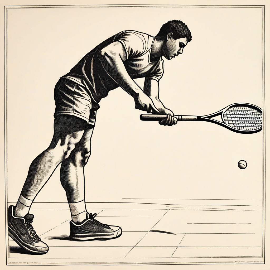 tennis player serving on court