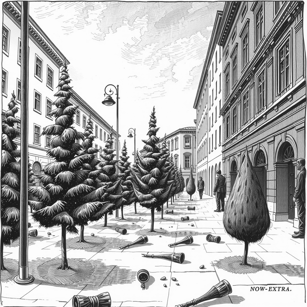 young trees planted