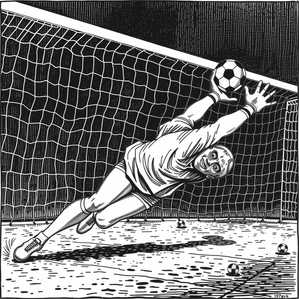 goalkeeper making a diving save