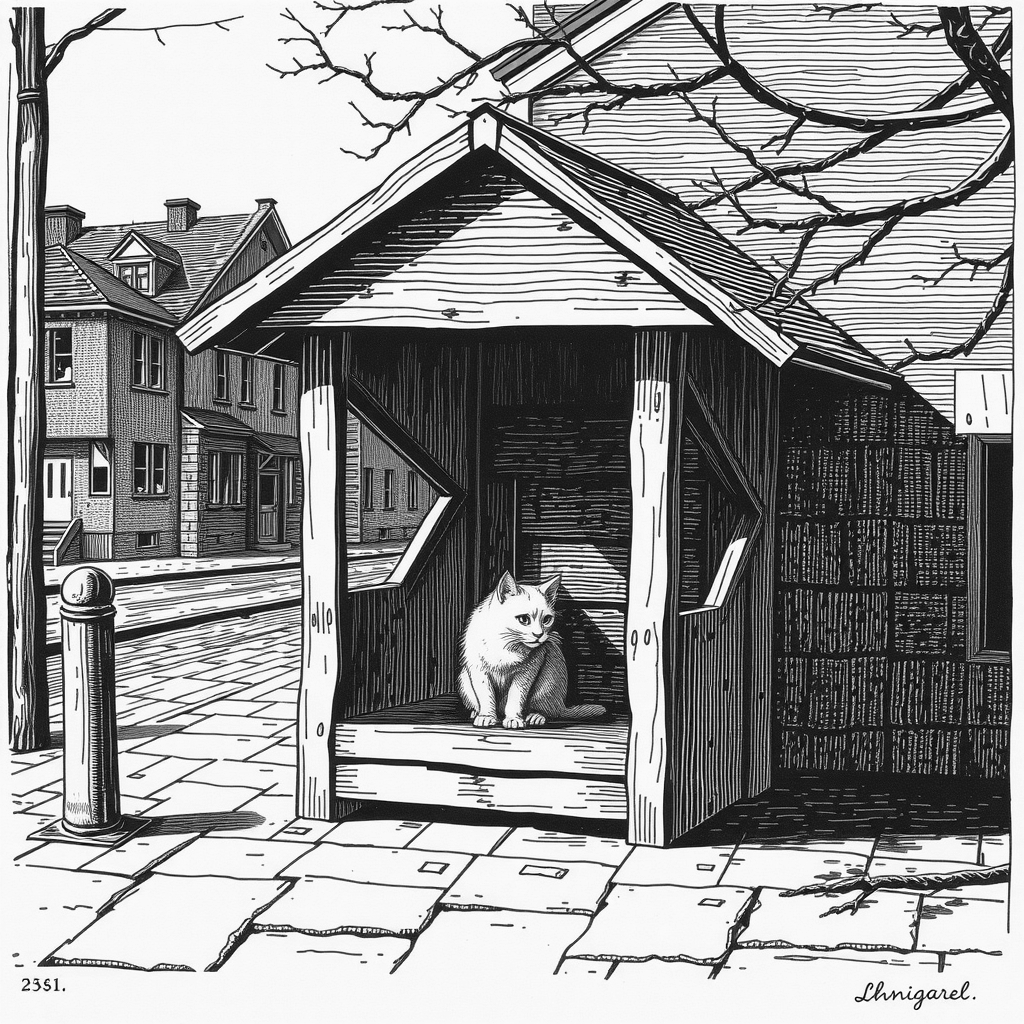 small cat shelter on street