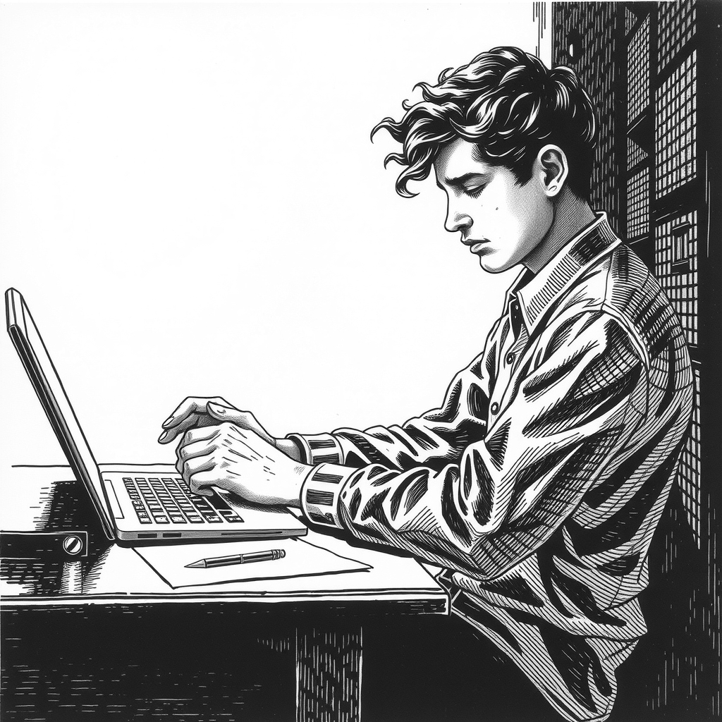 young person reviewing application materials