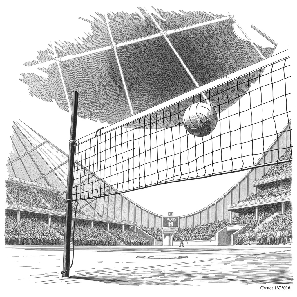 volleyball net and ball