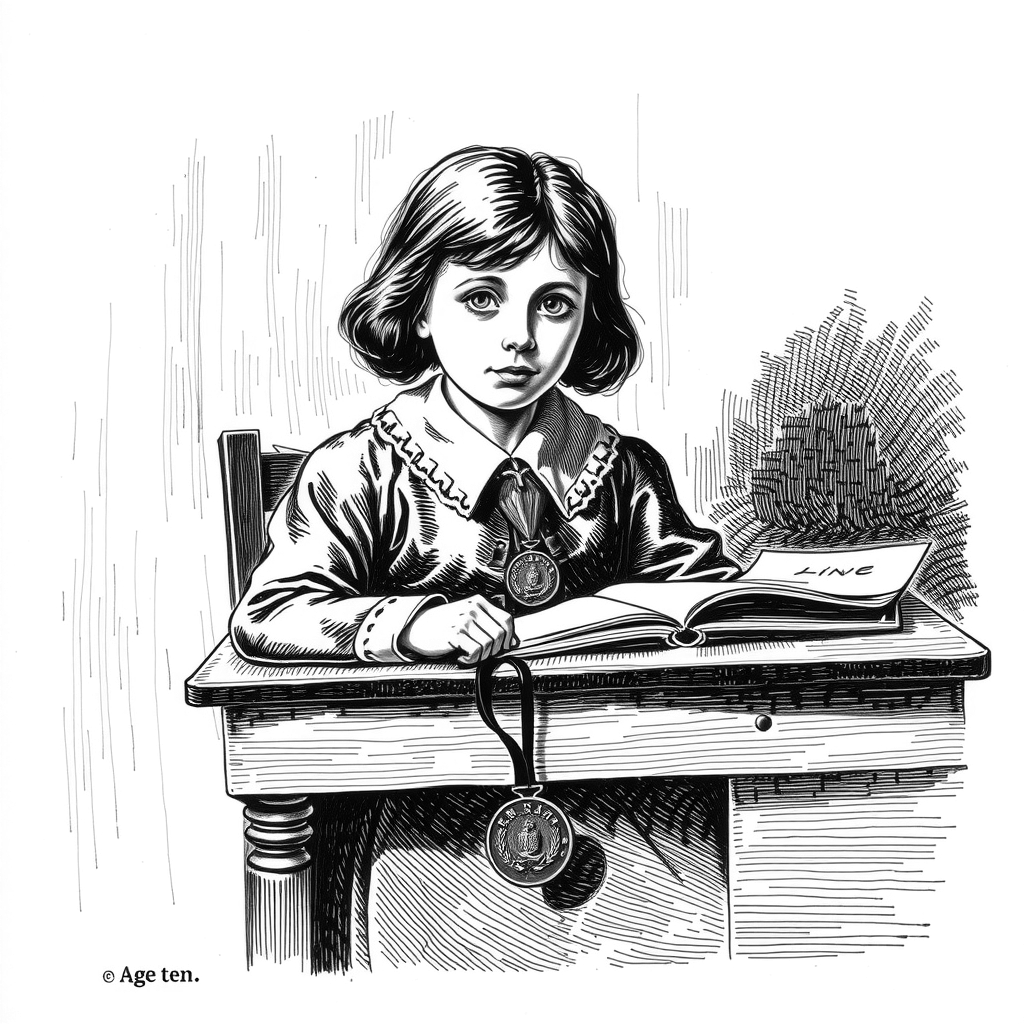 young student with achievement medal