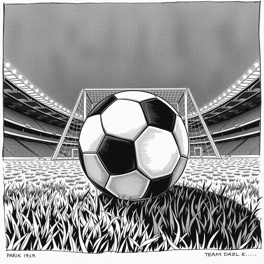a soccer ball on field at night