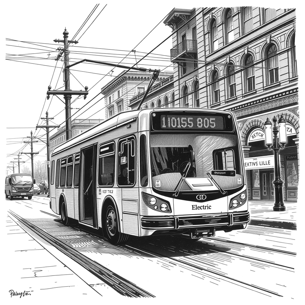electric bus on urban street
