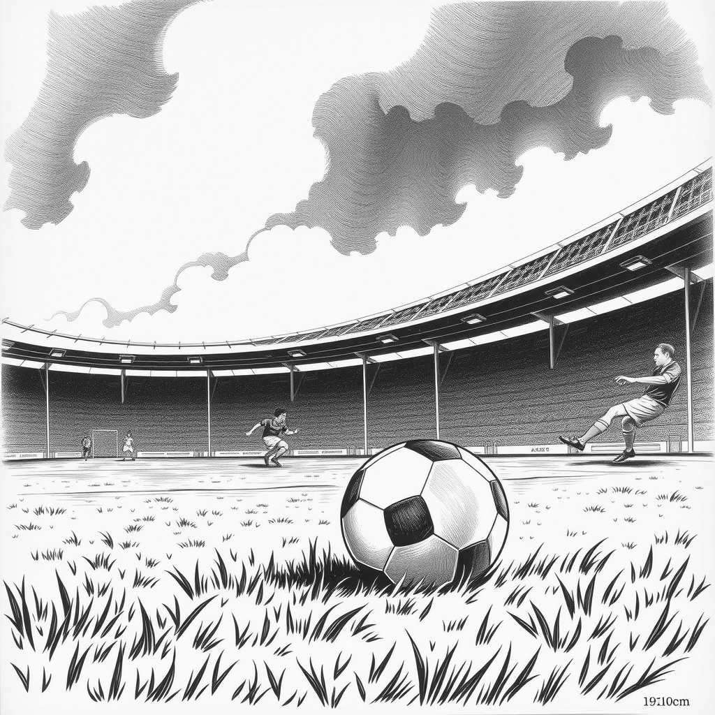 a soccer ball on field