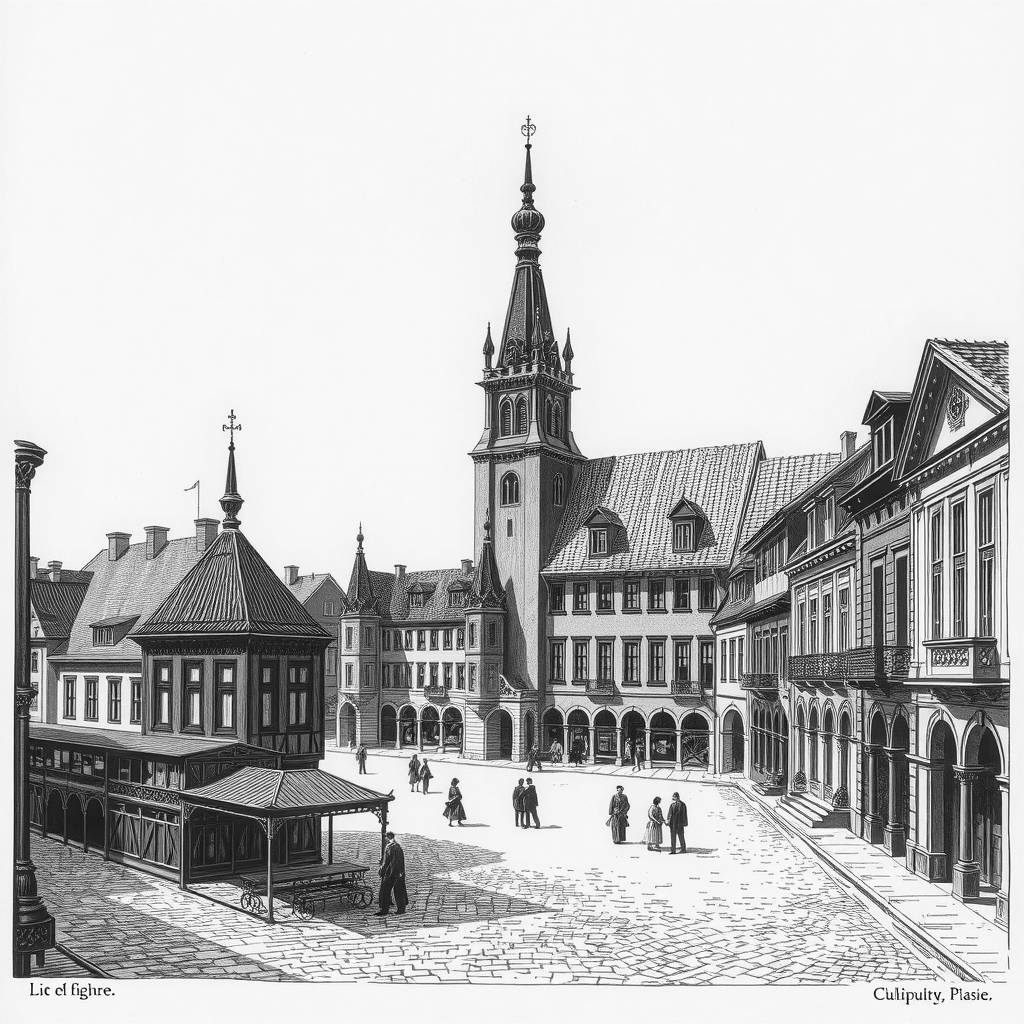 an old town center with European architecture