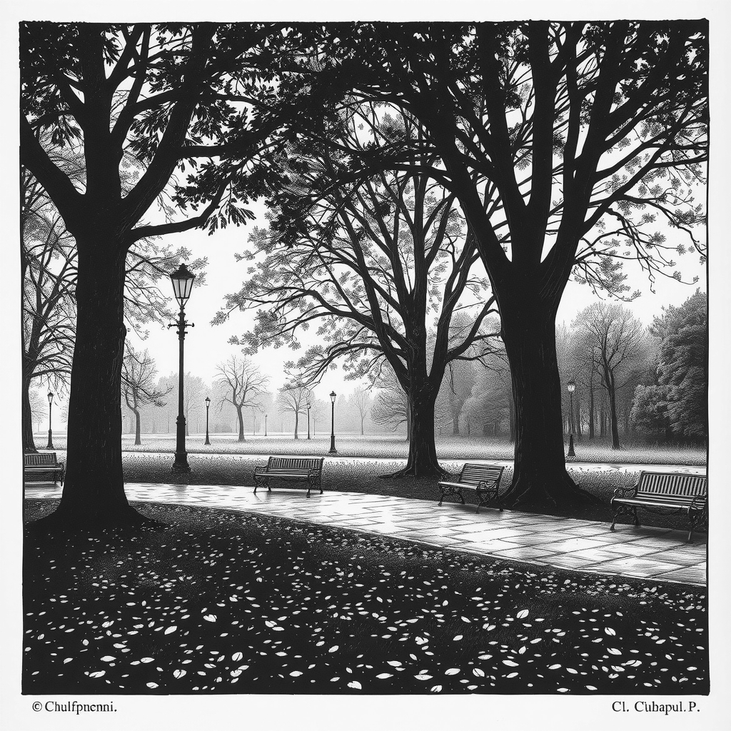 sunlit autumn park