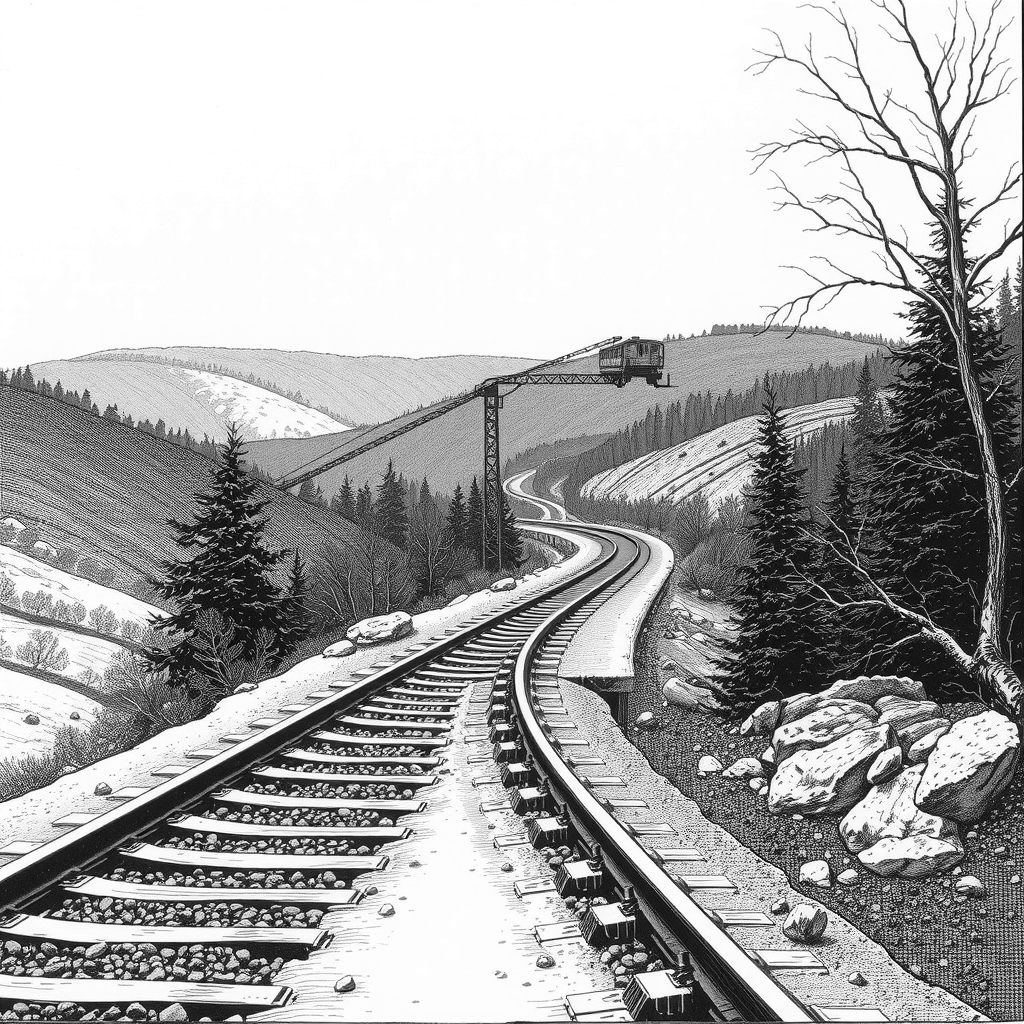 railway tracks through countryside