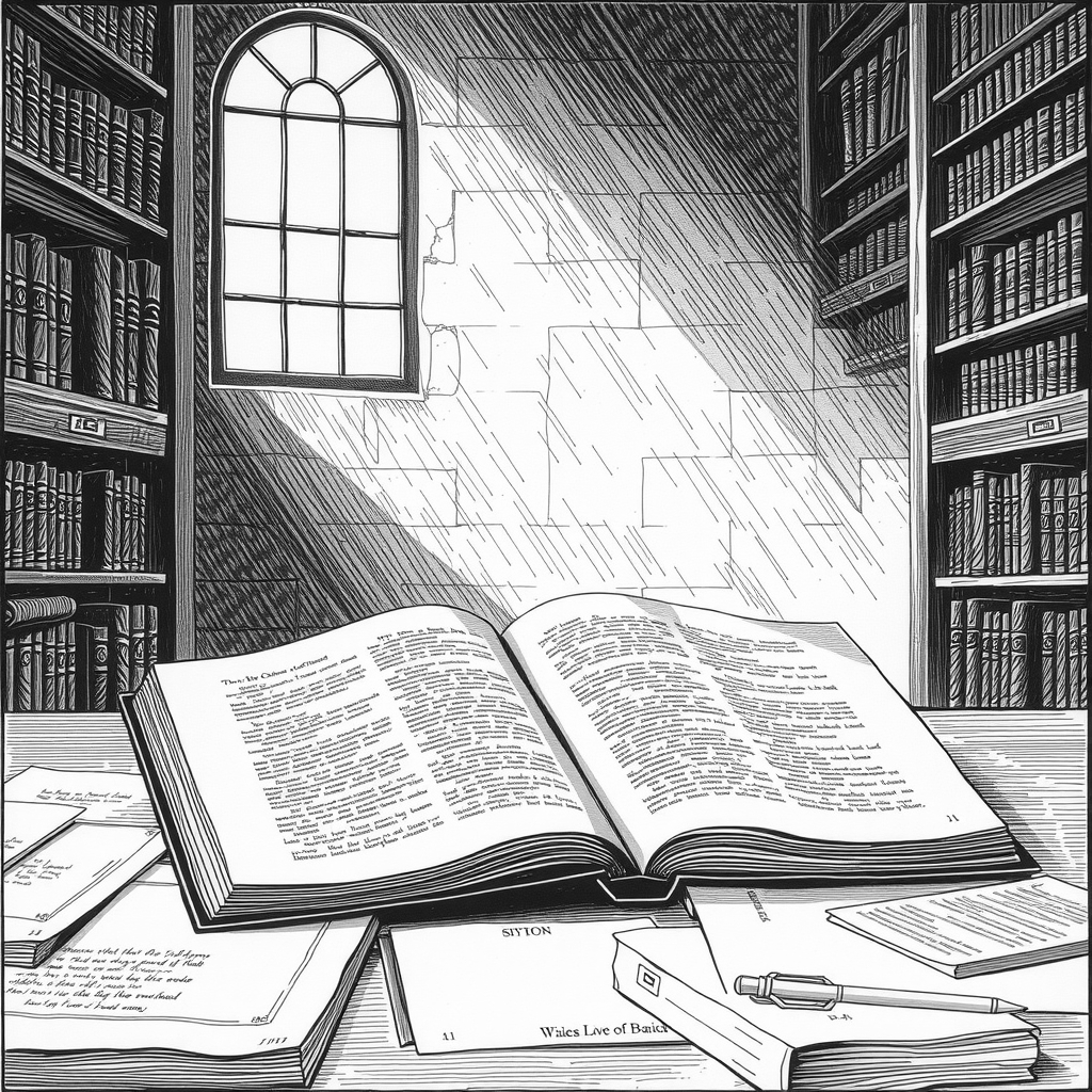 an open book in a library