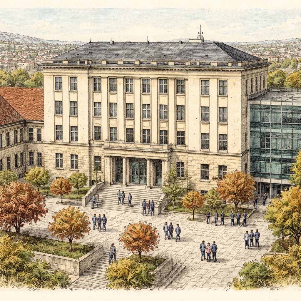 University campus building in Cluj marking its anniversary