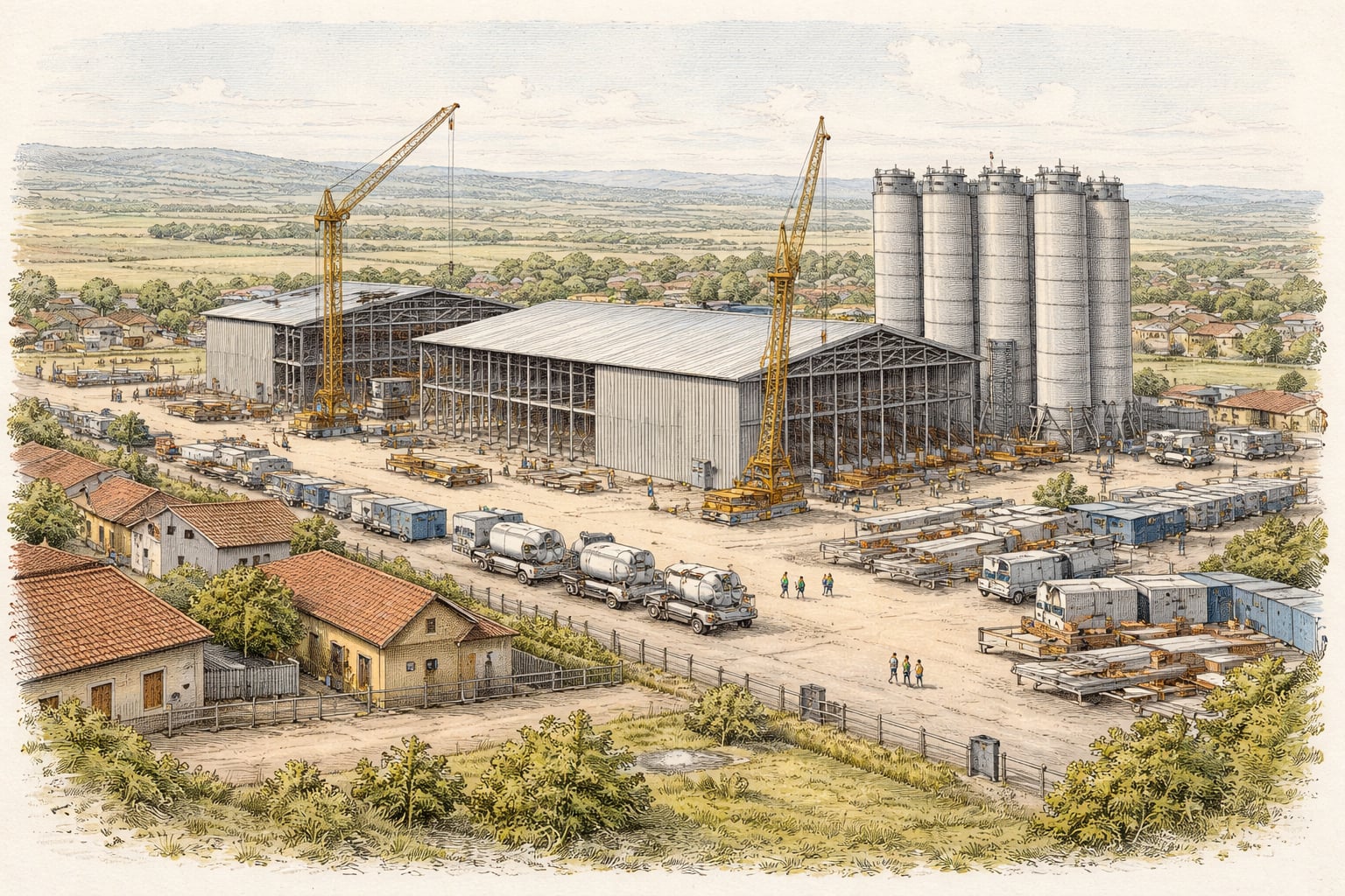 Construction site of a new oil factory near Mihai Viteazu, Cluj county.