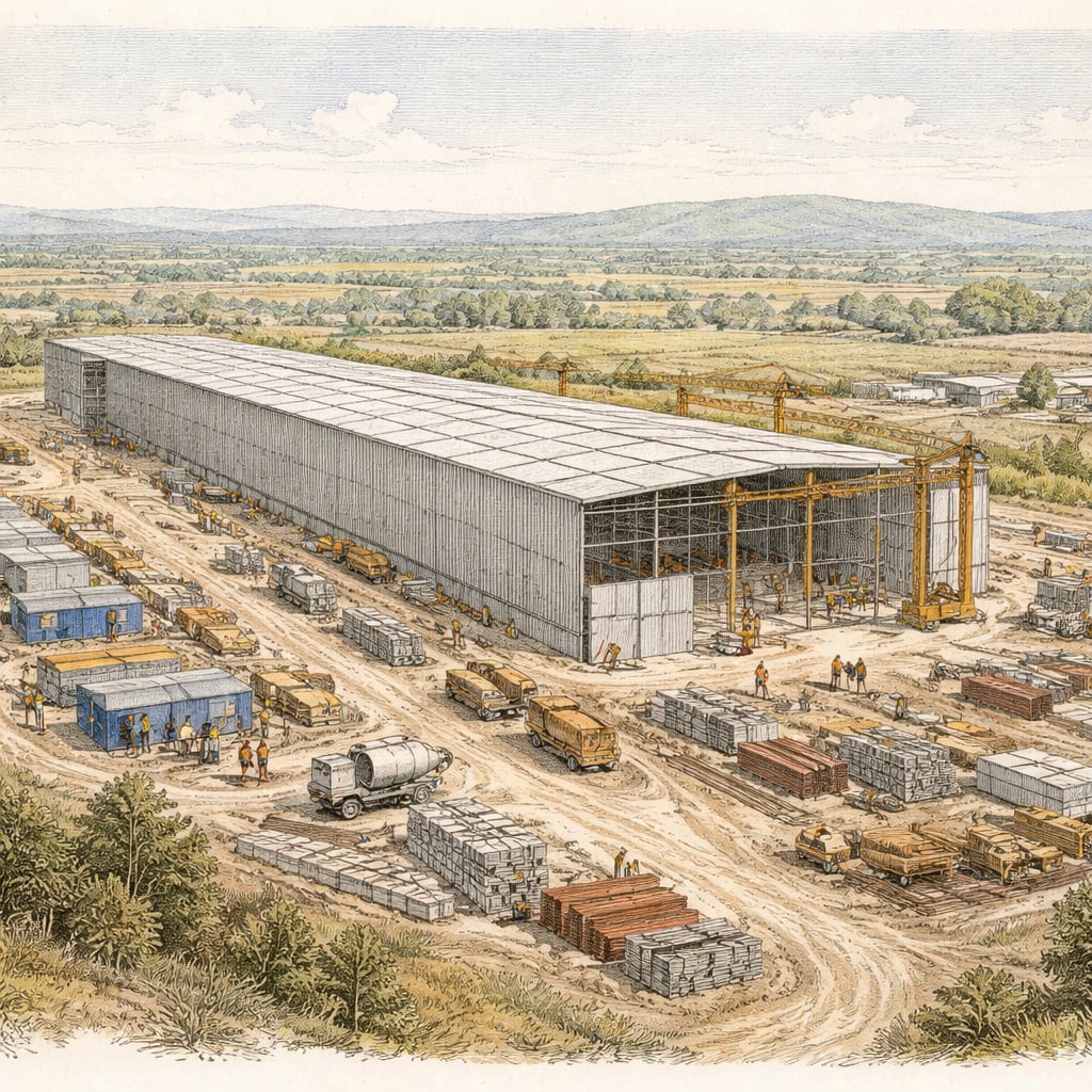 Construction of a new trailer factory by a German company in western Romania.