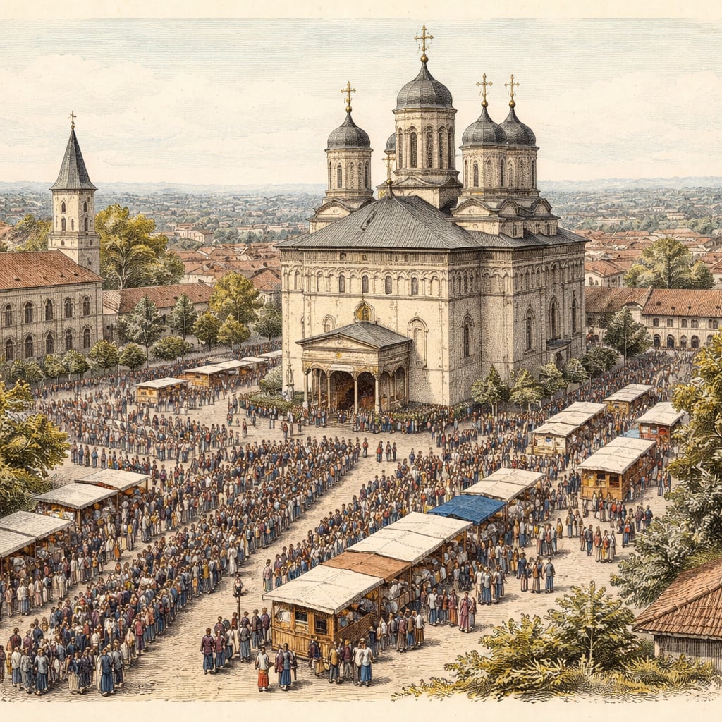 Pilgrims gather at Iași monastery for the Saint Parascheva feast.