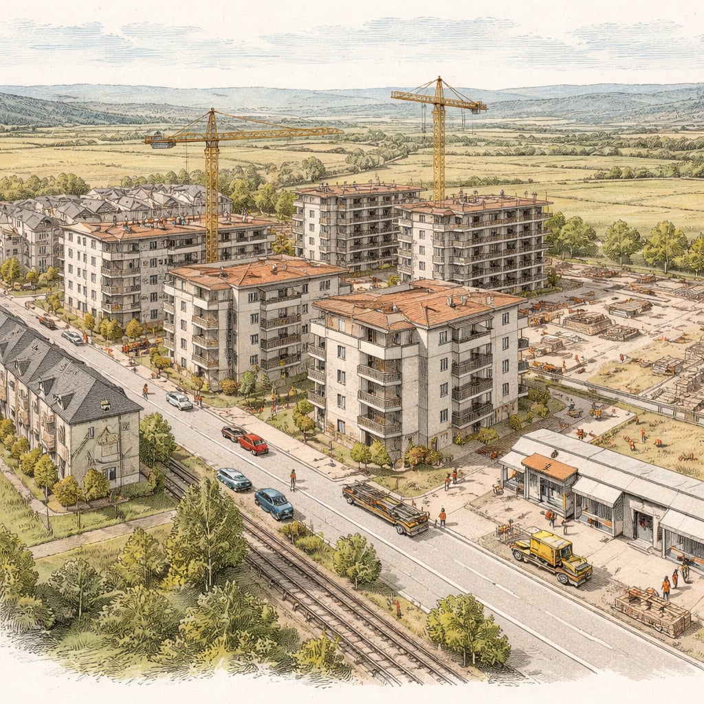 New residential development under construction in Apahida near Cluj.