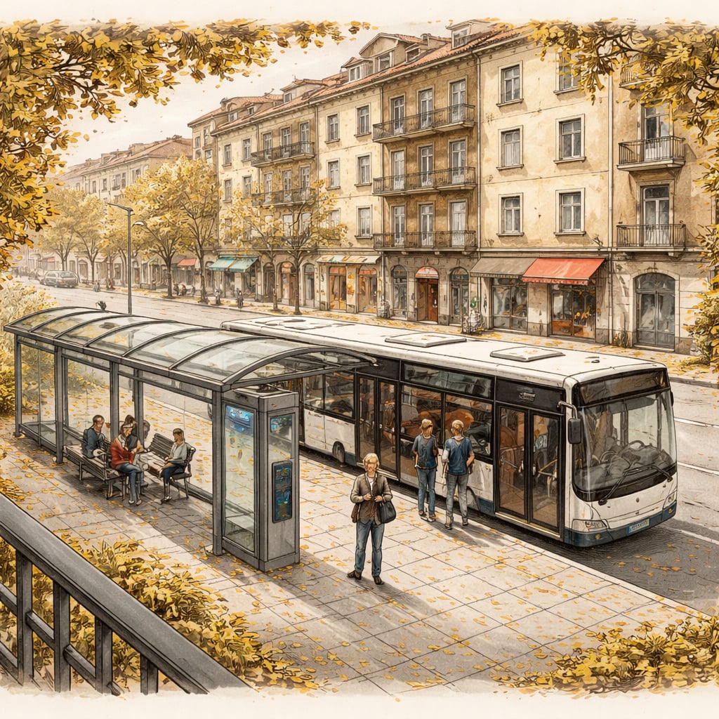 Commuters pay for Cluj bus tickets using a cashless terminal.