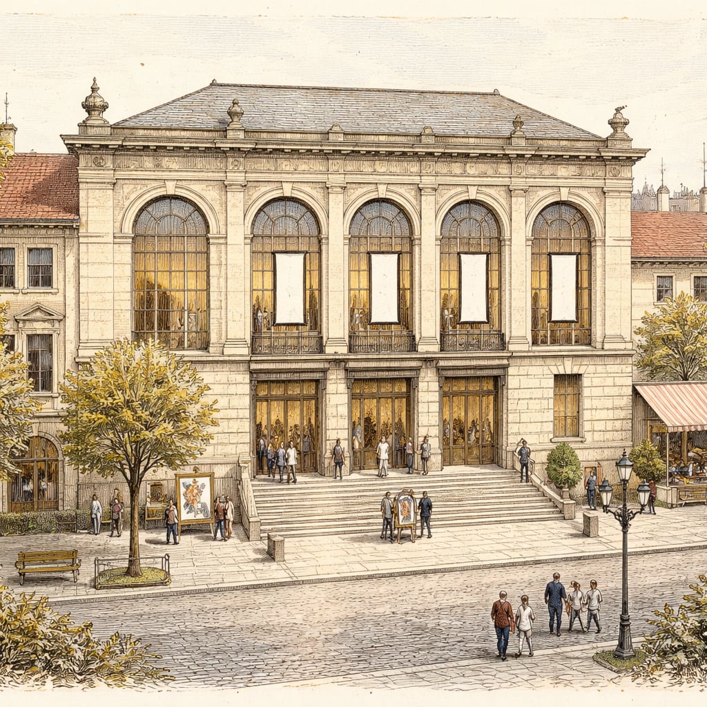 Historic cultural center hosting an art exhibition about resilience