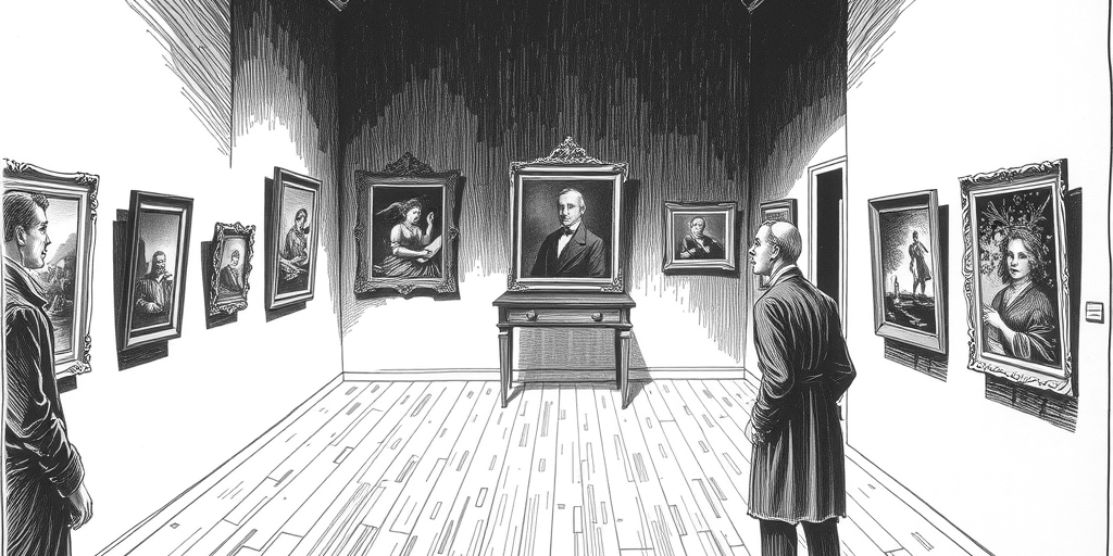 a gallery interior with artwork
