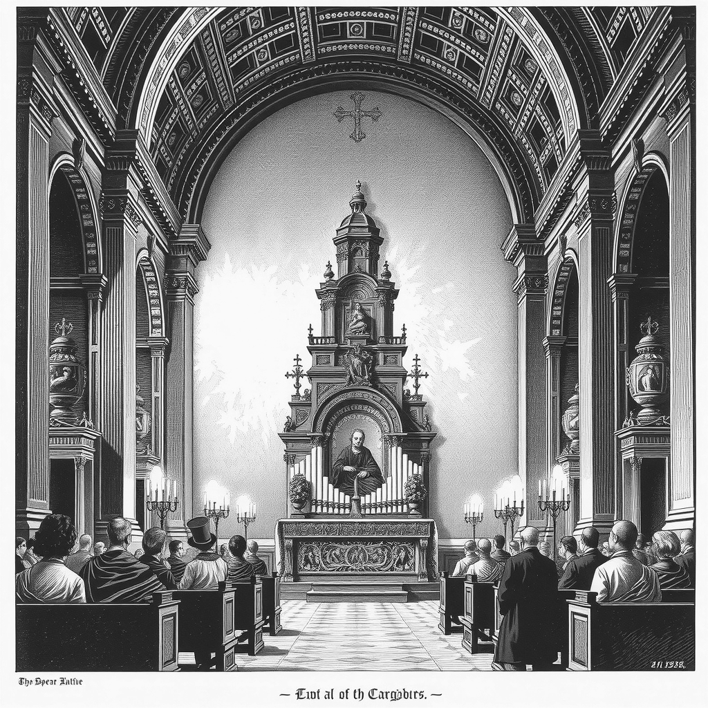 Orthodox church interior with religious iconography